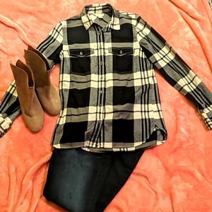 J Crew Flannel Blue and White
